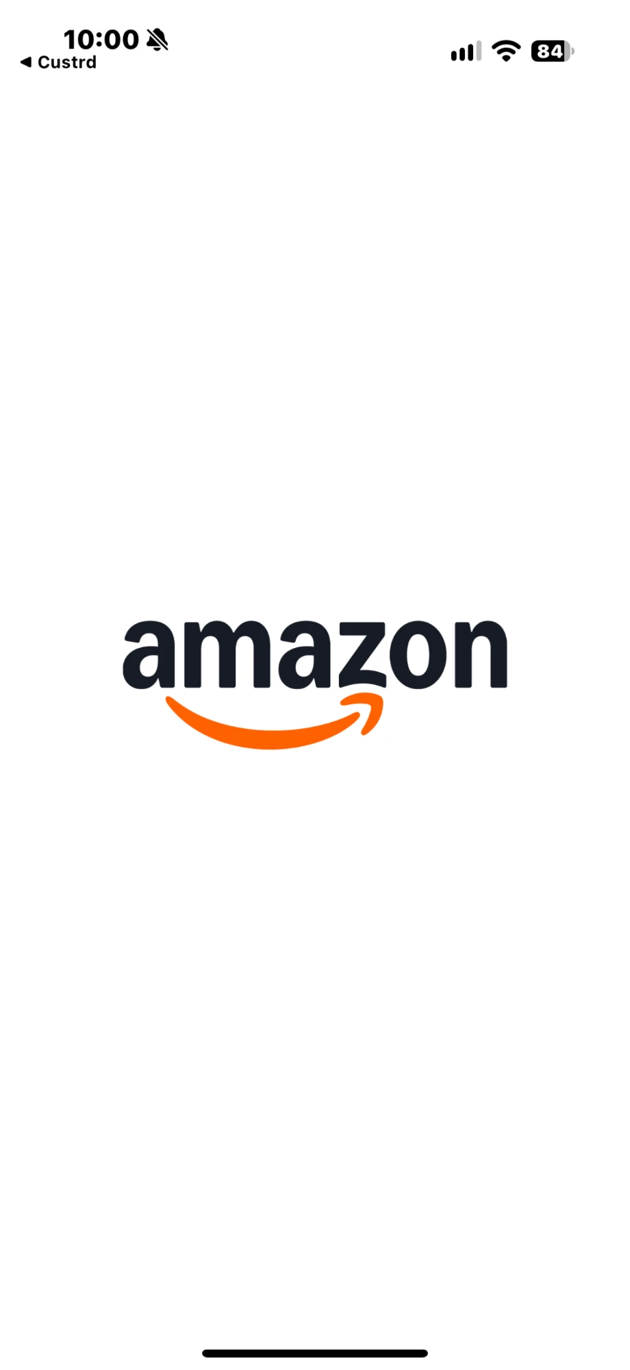 The Amazon app opening from Custrd — the status bar shows a Back to Custrd link